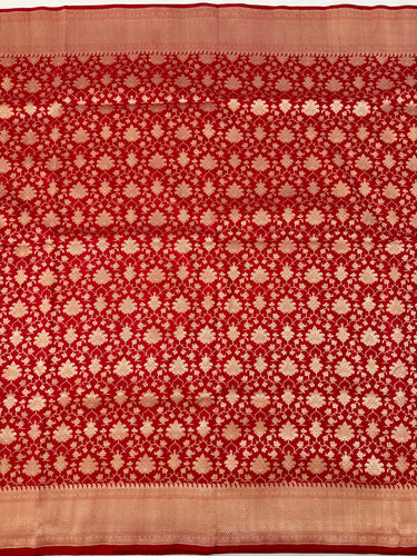 Banarasi Katan Silk Saree | Red | Handwoven | Silk Mark Certified | Ships from California